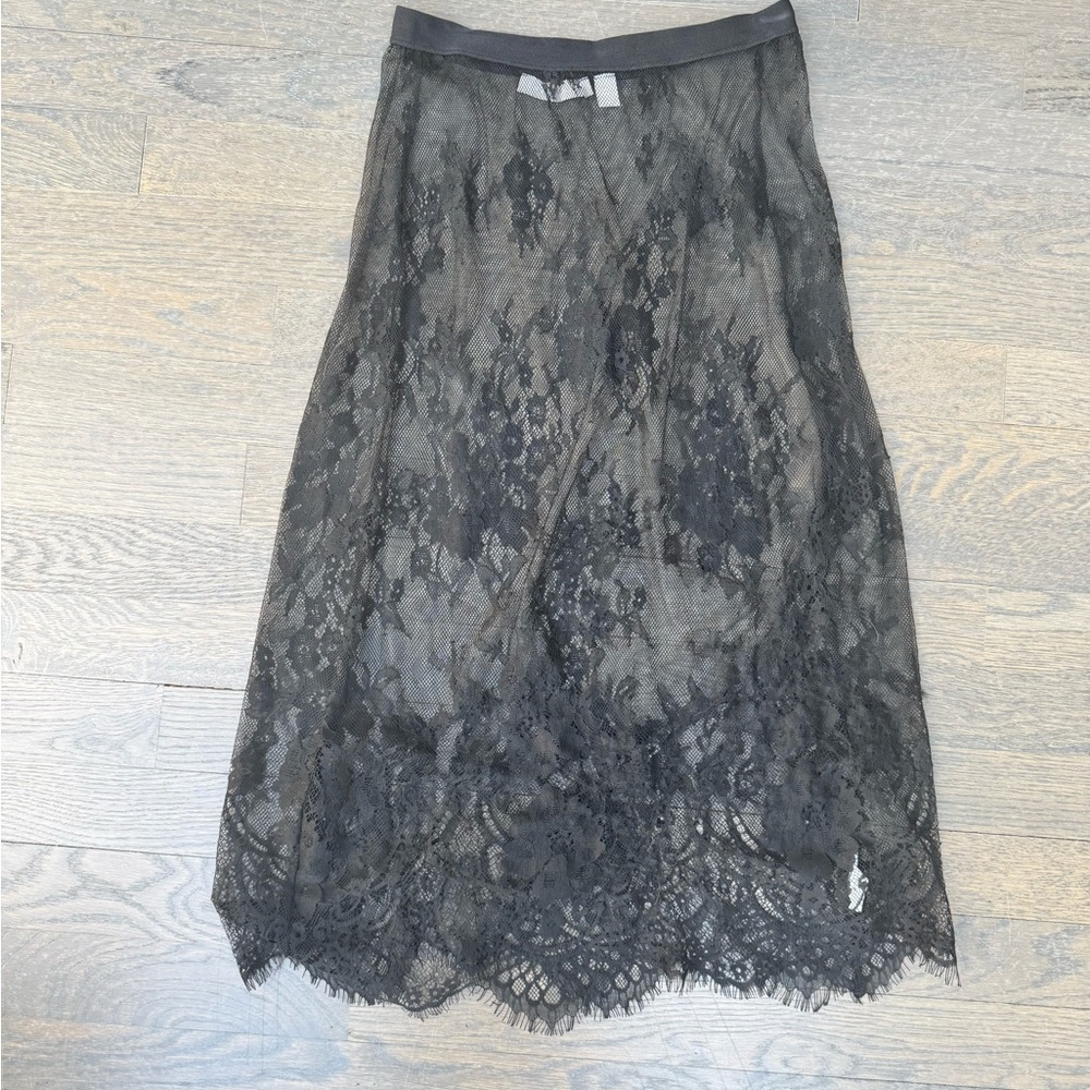 Black Lace Slip Skirt